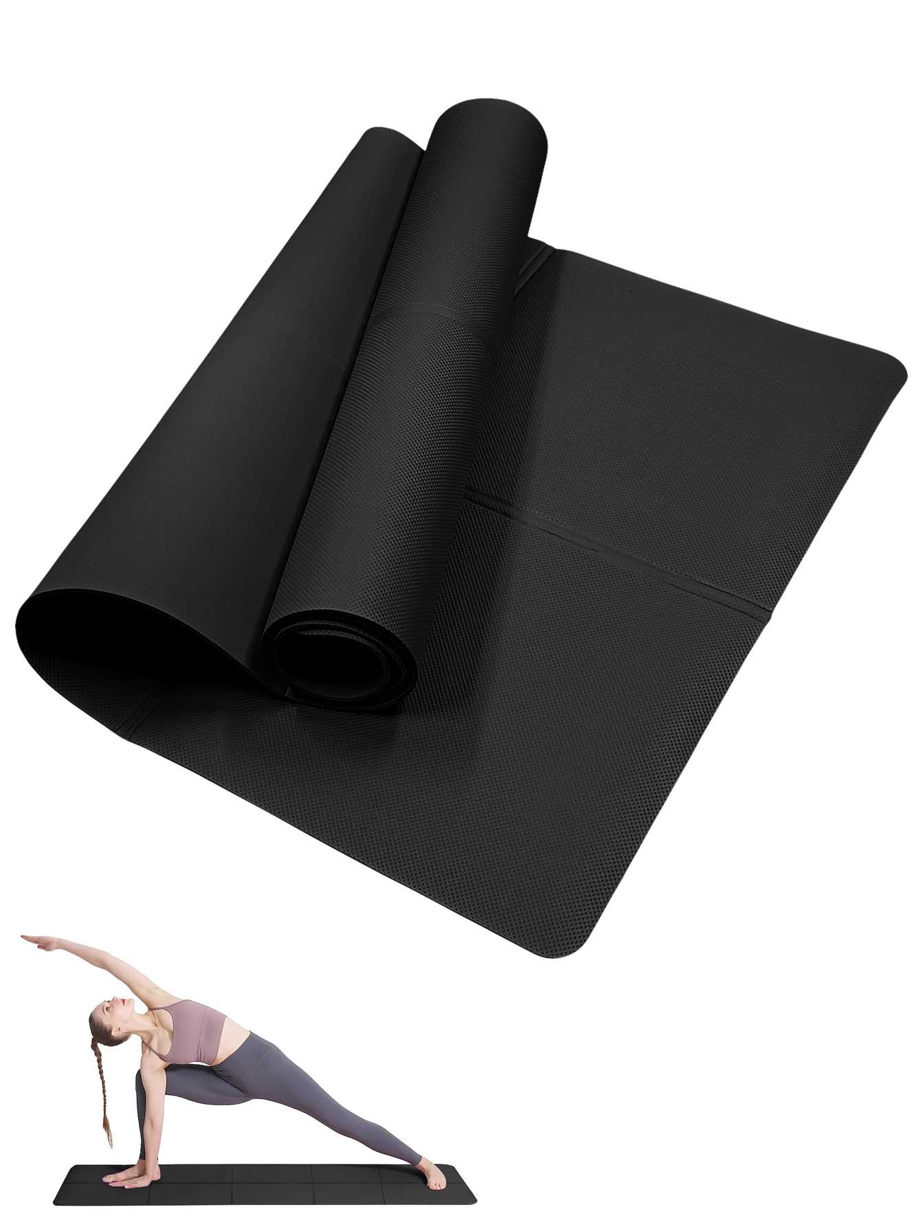 Thick Yoga Mat - Складной коврик для йоги, черный экологически